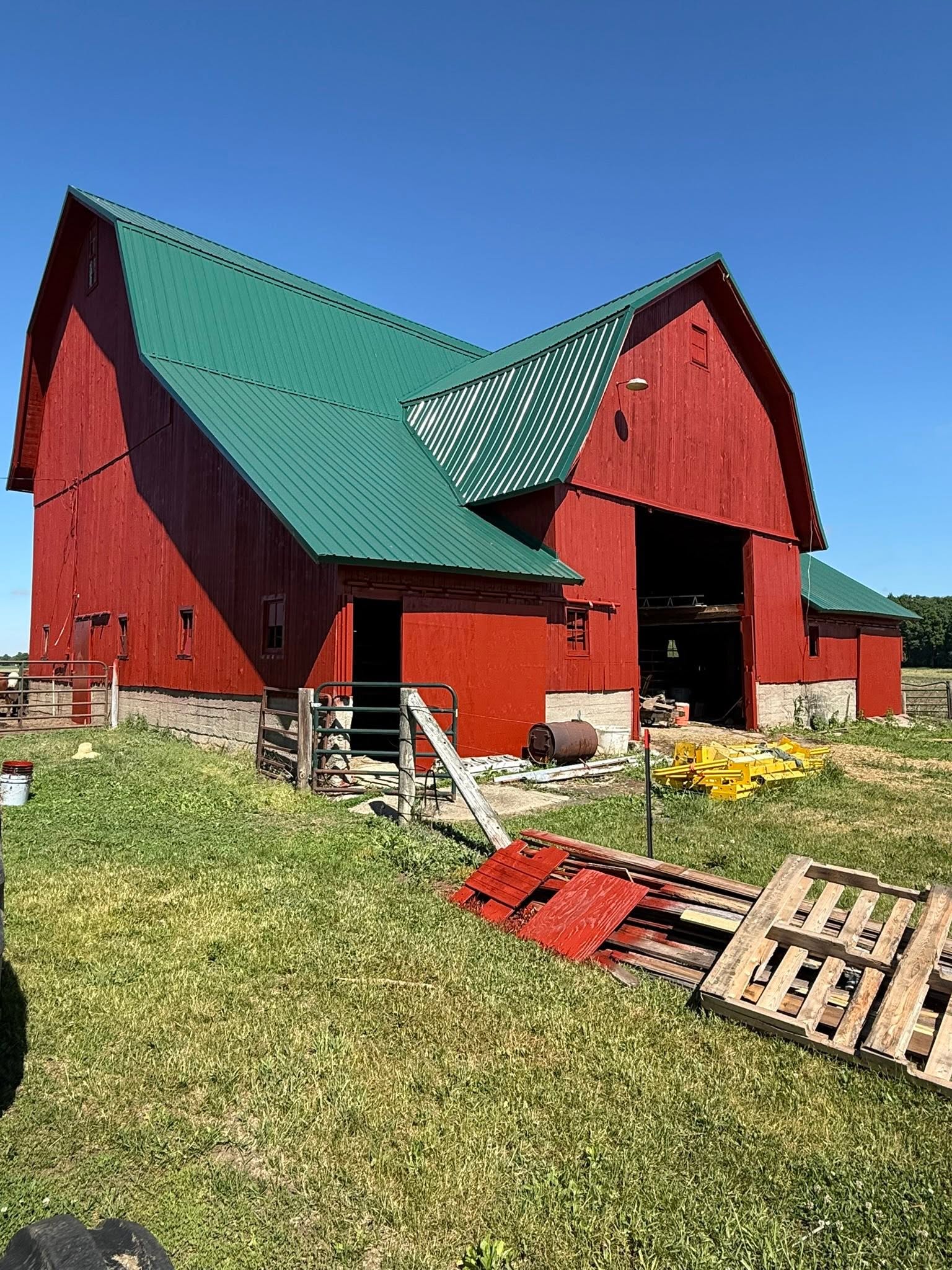 Finished barn with green roof